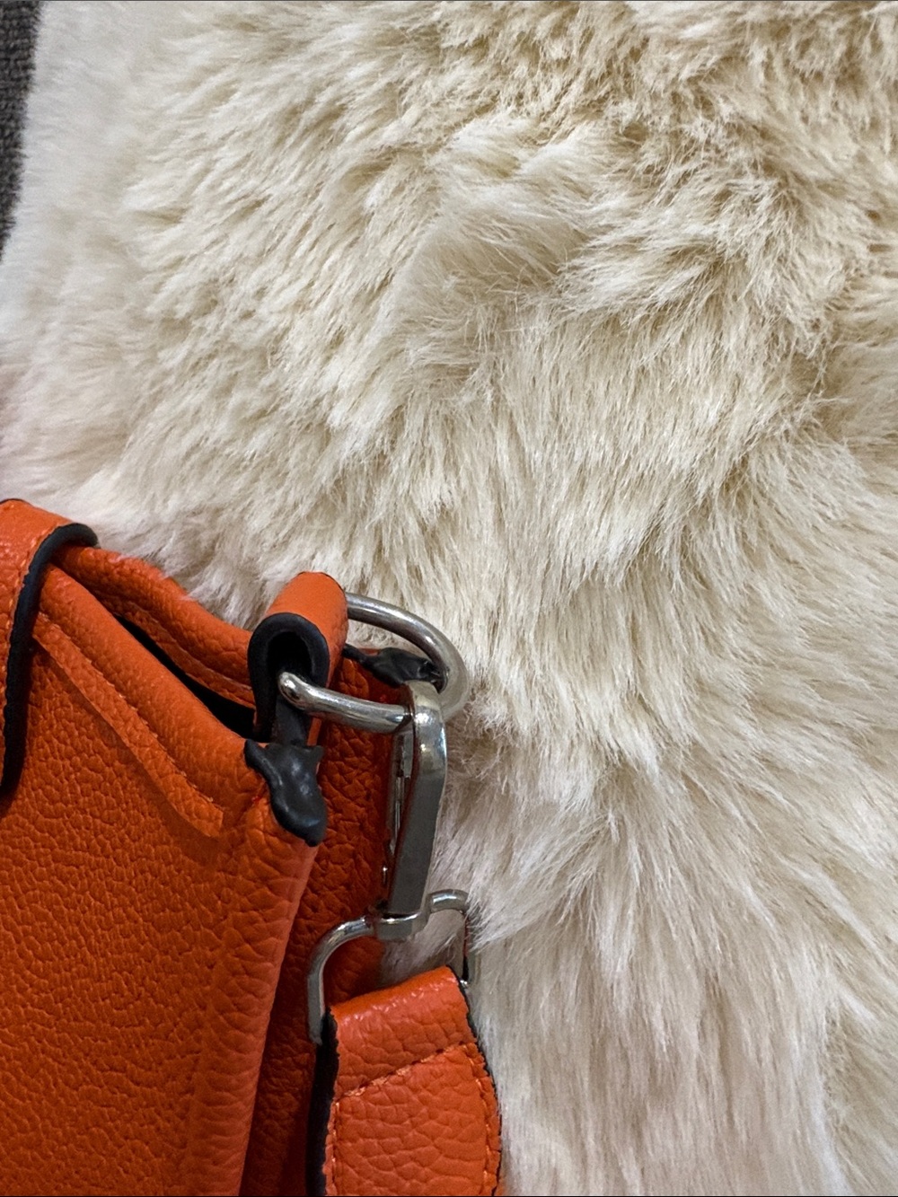 BRAND NEW! Orange Leather Crossbody Bag with Perforated H Accent - Picture 4 of 5